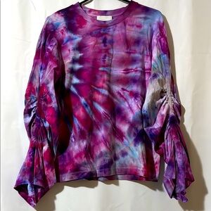 3.1 Phillip Lim - Tie Dye by Gail | Purple and Pink Ruffled Bell Sleeve Blouse
